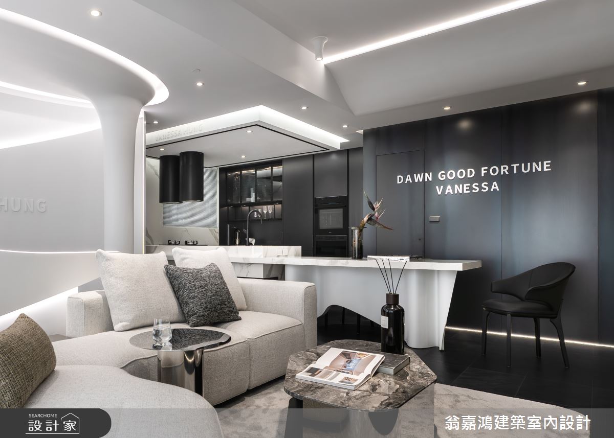30坪新成屋(5年以下)＿現代風客廳餐廳中島案例圖片＿翁嘉鴻建築室內設計｜懷生設計＿懷生_75.桃園-H House之5