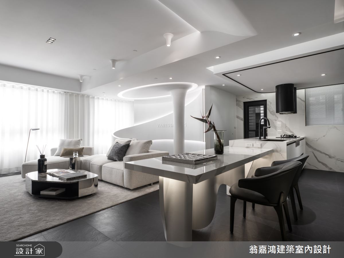30坪新成屋(5年以下)＿現代風客廳餐廳廚房中島案例圖片＿翁嘉鴻建築室內設計｜懷生設計＿懷生_75.桃園-H House之15