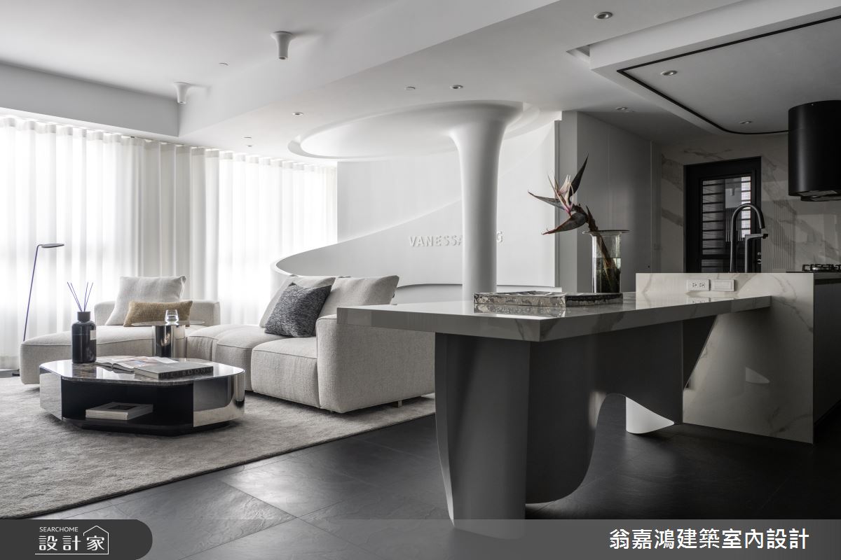 30坪新成屋(5年以下)＿現代風客廳餐廳廚房中島案例圖片＿翁嘉鴻建築室內設計｜懷生設計＿懷生_75.桃園-H House之16