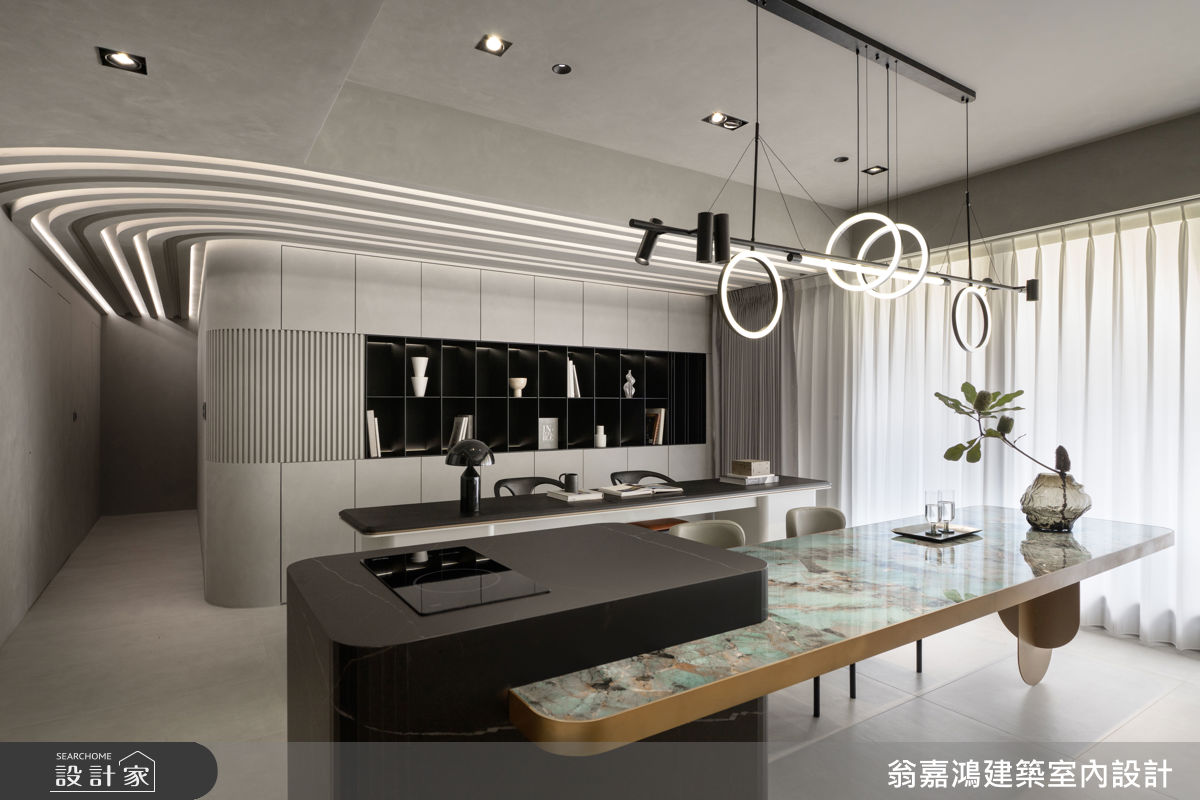 40坪新成屋(5年以下)＿現代風餐廳書房中島案例圖片＿翁嘉鴻建築室內設計｜懷生設計＿懷生_76.台北-Y House之9