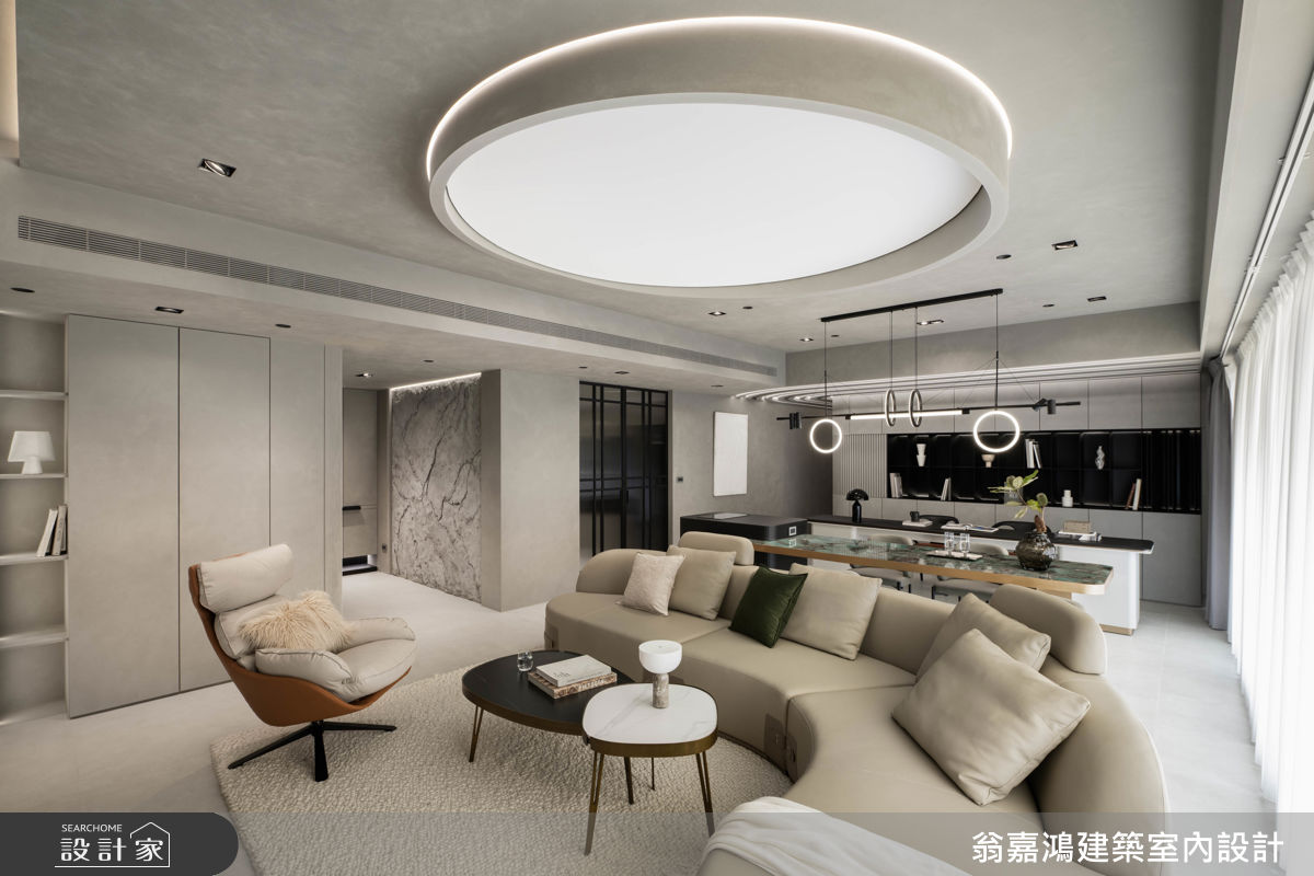 40坪新成屋(5年以下)＿現代風玄關客廳餐廳書房中島案例圖片＿翁嘉鴻建築室內設計｜懷生設計＿懷生_76.台北-Y House之2