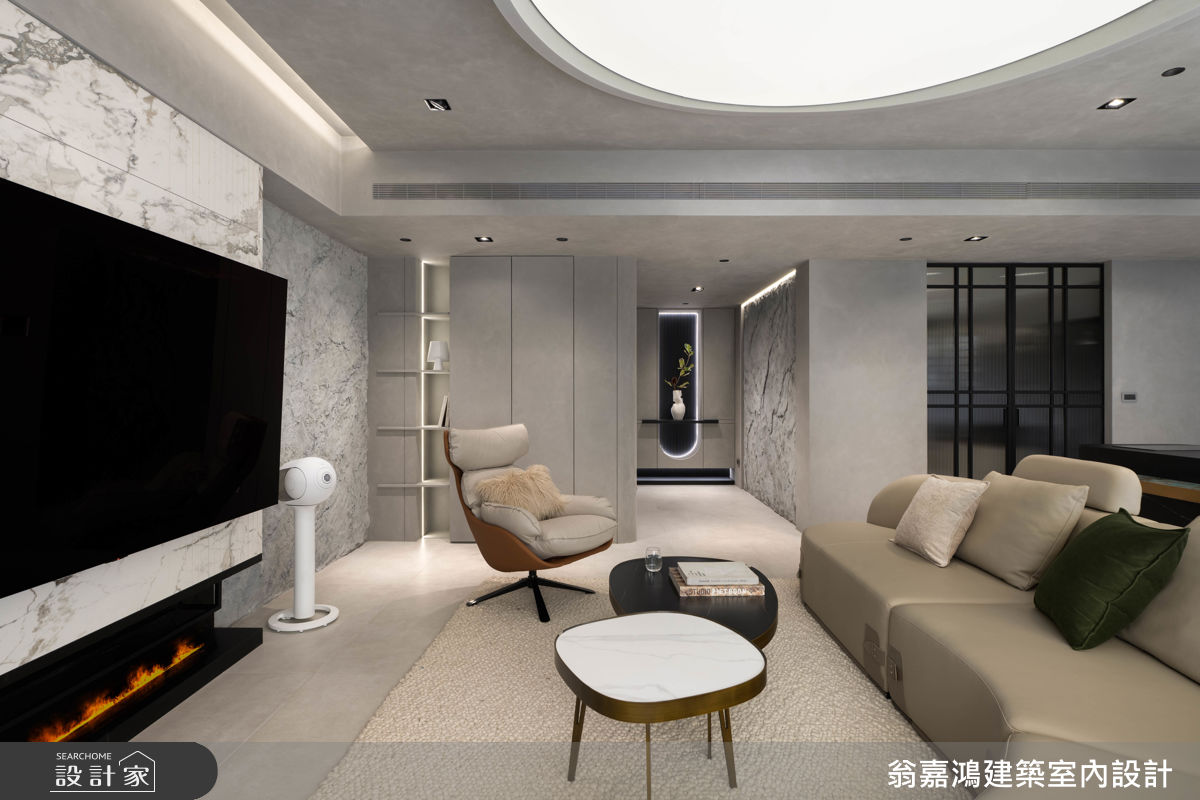 40坪新成屋(5年以下)＿現代風玄關客廳案例圖片＿翁嘉鴻建築室內設計｜懷生設計＿懷生_76.台北-Y House之1