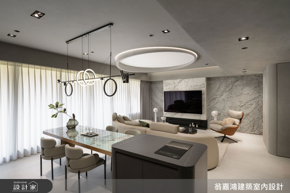 40坪新成屋(5年以下)＿現代風客廳餐廳中島案例圖片＿翁嘉鴻建築室內設計｜懷生設計＿懷生_76.台北-Y House之13