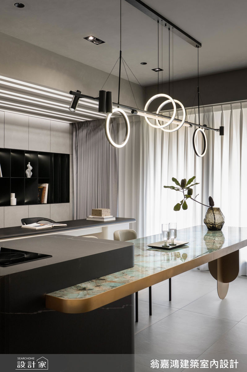 40坪新成屋(5年以下)＿現代風餐廳書房中島案例圖片＿翁嘉鴻建築室內設計｜懷生設計＿懷生_76.台北-Y House之18