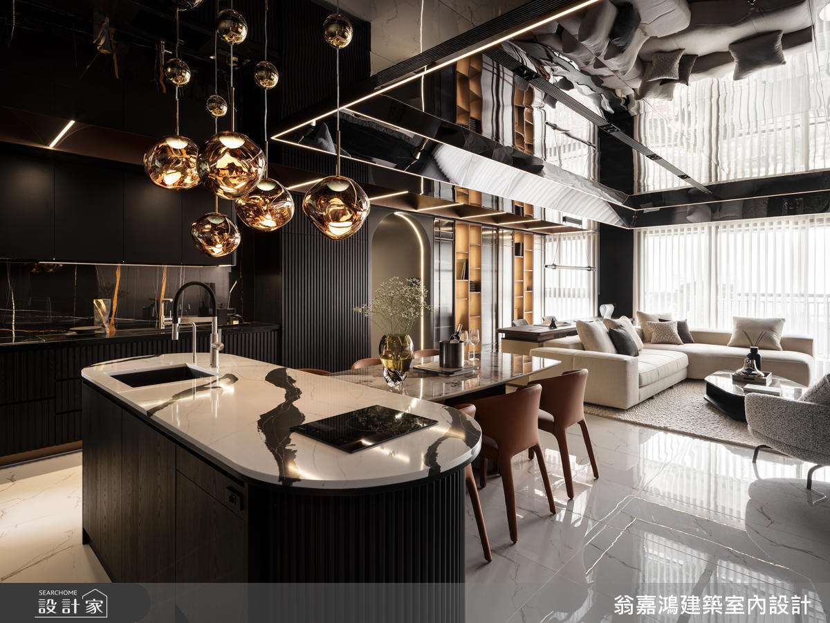 45坪毛胚屋＿現代風客廳餐廳書房中島案例圖片＿翁嘉鴻建築室內設計｜懷生設計＿懷生_77.桃園-H House之9