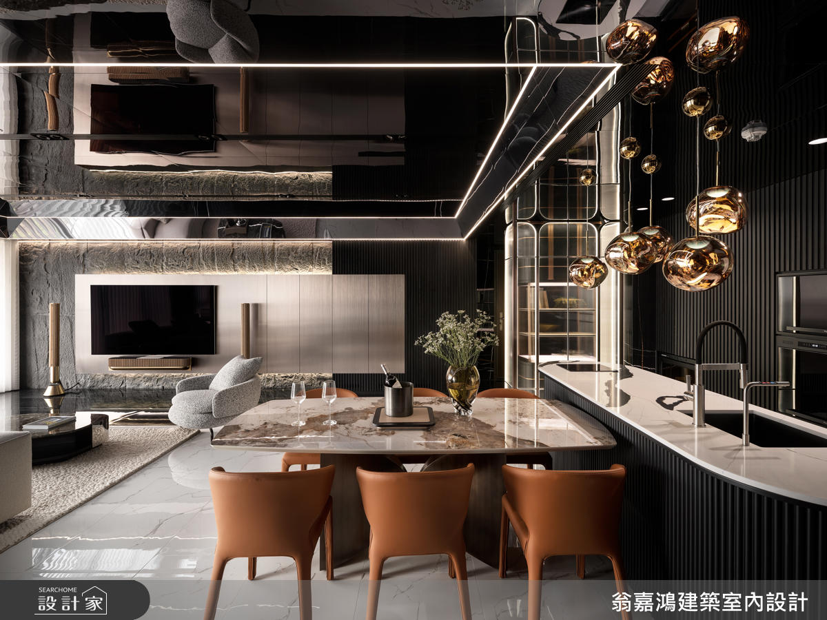 45坪毛胚屋＿現代風客廳餐廳中島案例圖片＿翁嘉鴻建築室內設計｜懷生設計＿懷生_77.桃園-H House之24