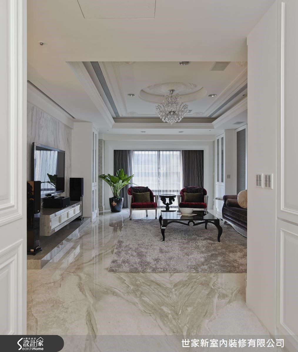 70坪新成屋(5年以下)＿新古典客廳案例圖片＿世家新室內裝修有限公司＿世家新_02之3