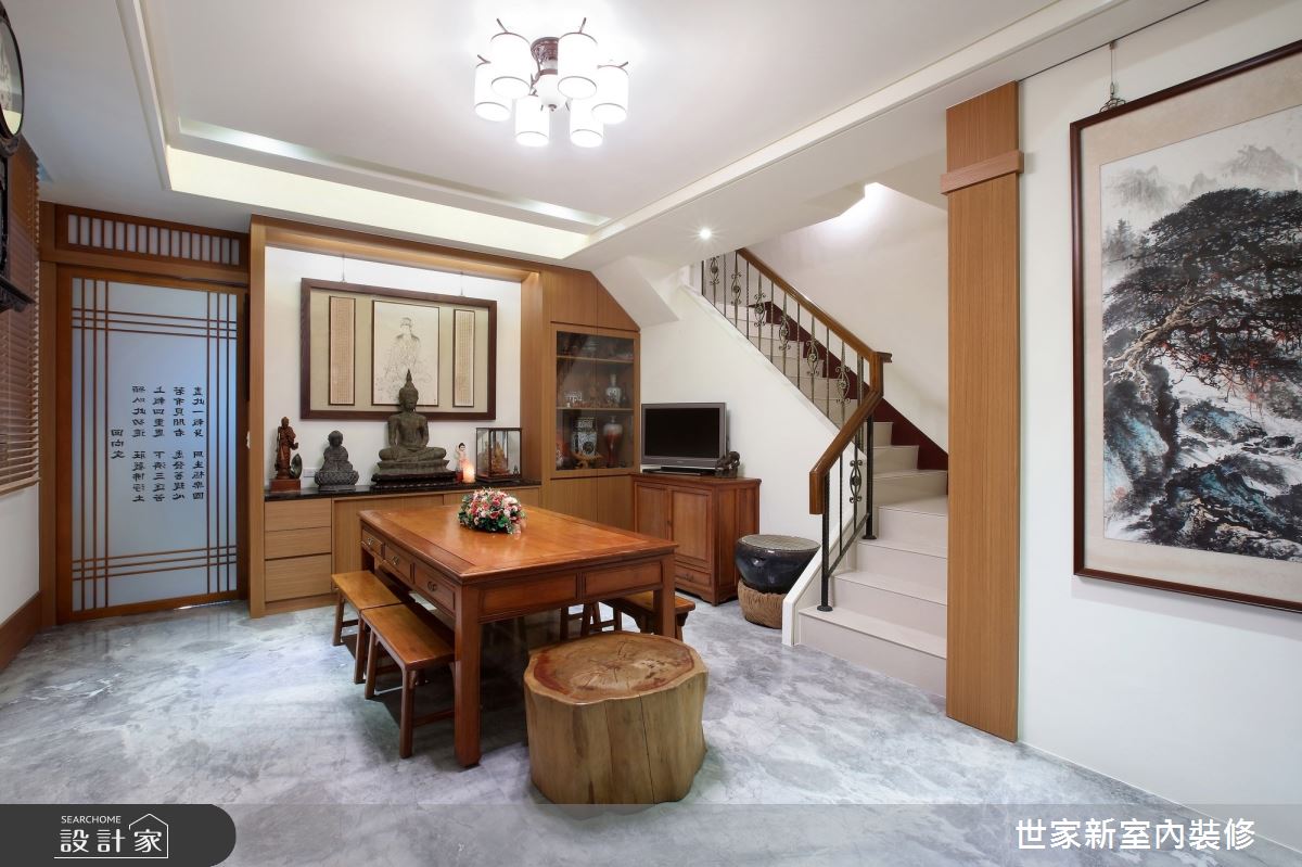 55坪新成屋(5年以下)＿人文禪風樓梯佛堂案例圖片＿世家新室內裝修有限公司＿世家新_17之1