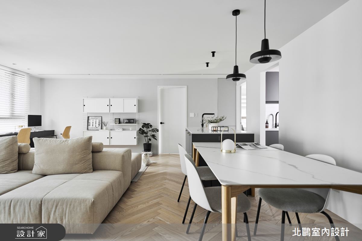 30坪新成屋(5年以下)＿北歐風客廳餐廳書房工作區中島案例圖片＿北鷗室內設計＿北鷗_62MQ House之5