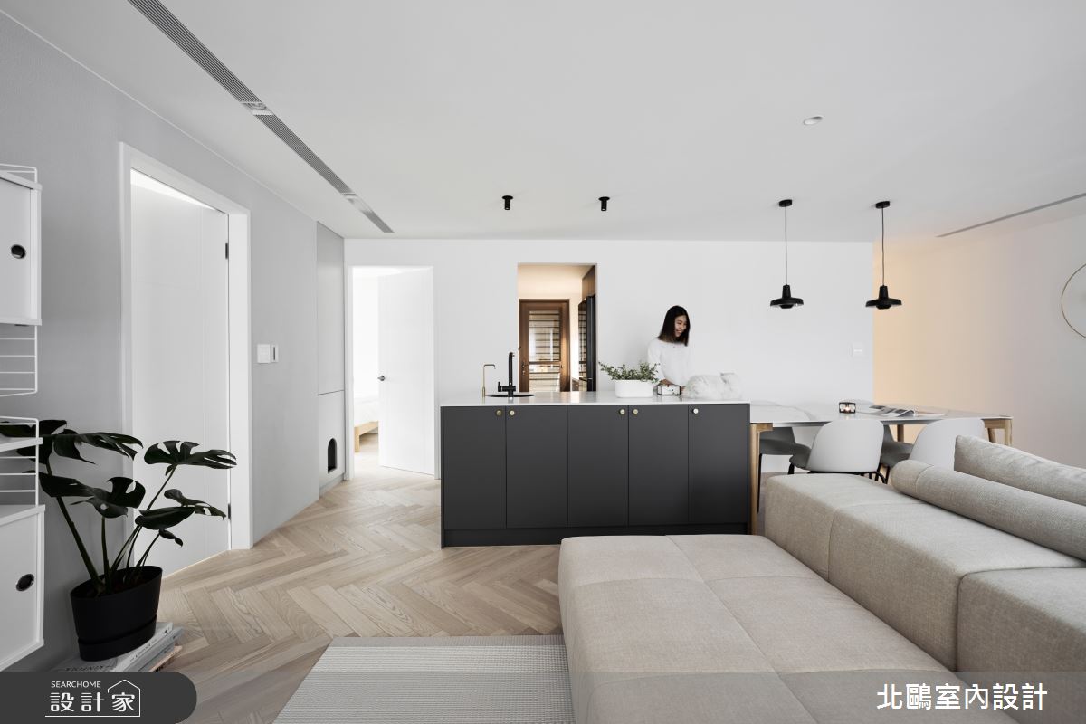 30坪新成屋(5年以下)＿北歐風客廳餐廳中島案例圖片＿北鷗室內設計＿北鷗_62MQ House之12