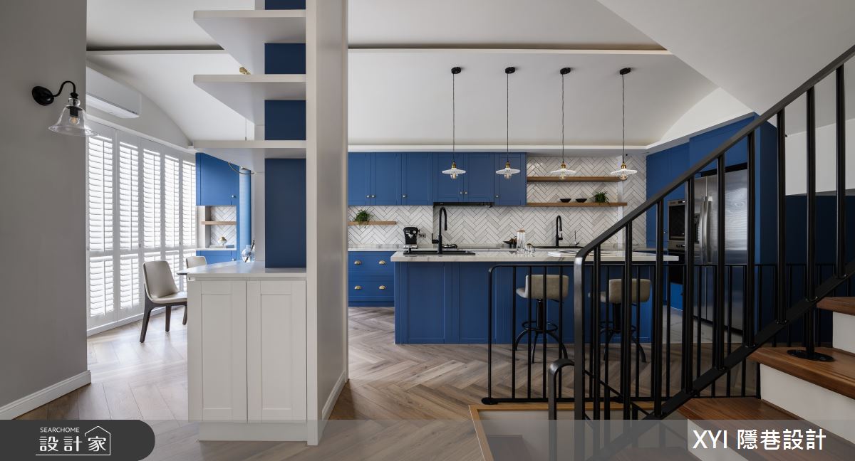 75坪新成屋(5年以下)＿美式風廚房吧檯樓梯中島案例圖片＿隱巷設計顧問有限公司＿隱巷_13之11