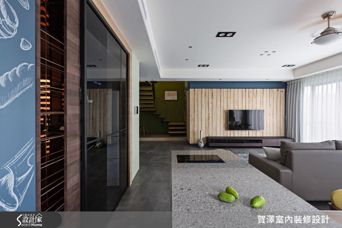 60坪預售屋＿休閒風客廳樓梯案例圖片＿賀澤室內設計＿賀澤_22之15