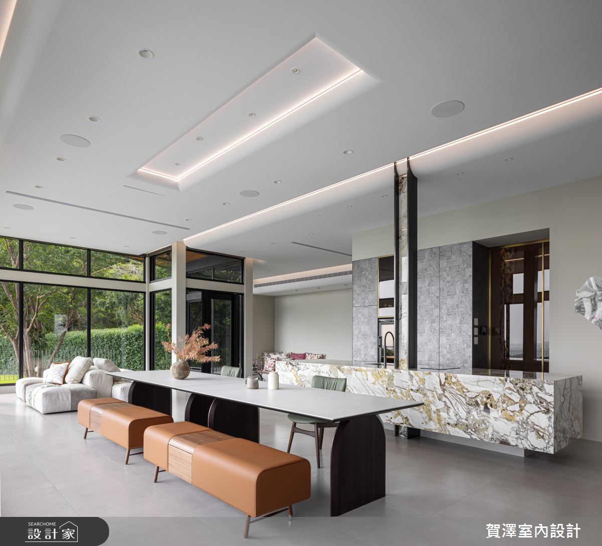 毛胚屋＿現代風客廳餐廳中島案例圖片＿賀澤室內設計＿賀澤_74之13