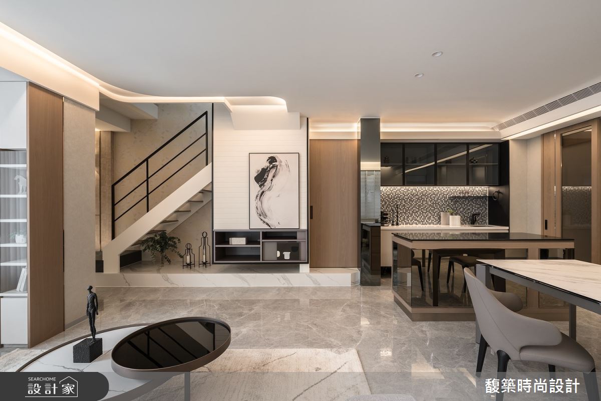 32坪老屋(50年以上)＿現代風客廳餐廳樓梯中島案例圖片＿馥築時尚設計＿馥築_45之4