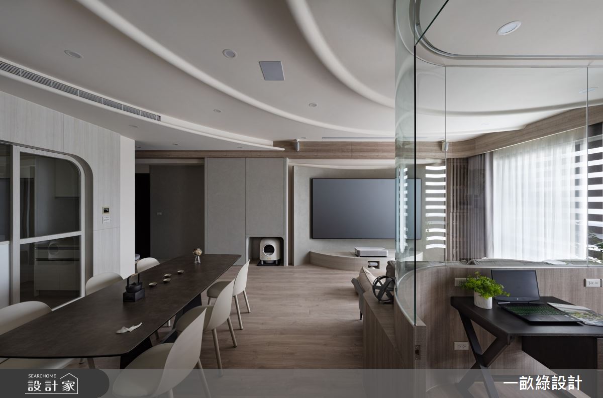 35坪新成屋(5年以下)＿現代風客廳餐廳書房案例圖片＿一畝綠設計＿一畝綠_48之11