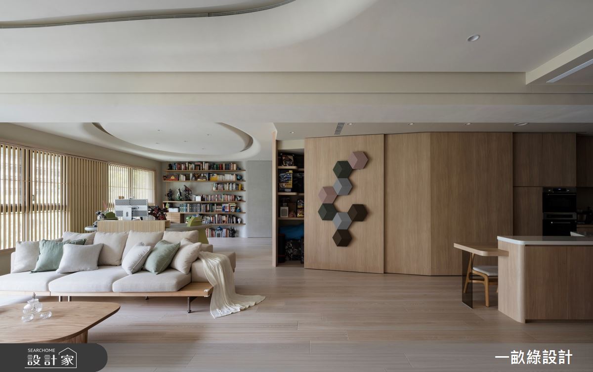 50坪新成屋(5年以下)＿現代風客廳餐廳儲藏室中島案例圖片＿一畝綠設計＿一畝綠_50之5