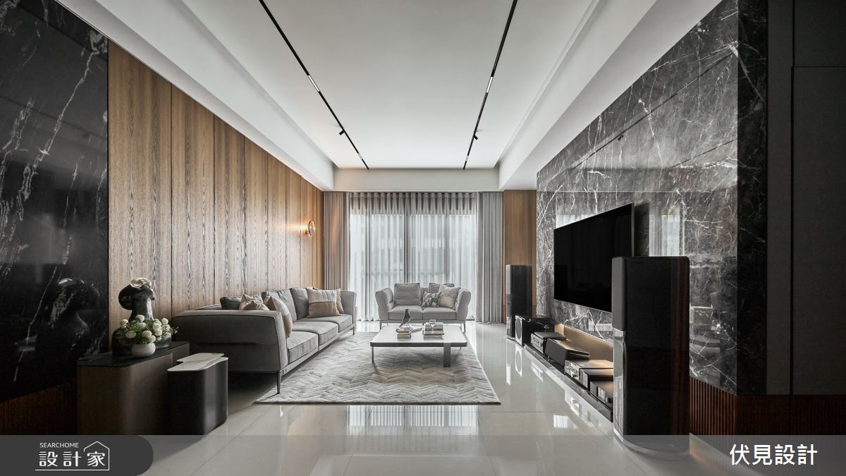 110坪新成屋(5年以下)＿現代人文風客廳案例圖片＿伏見設計事業有限公司＿伏見_微山丘之3