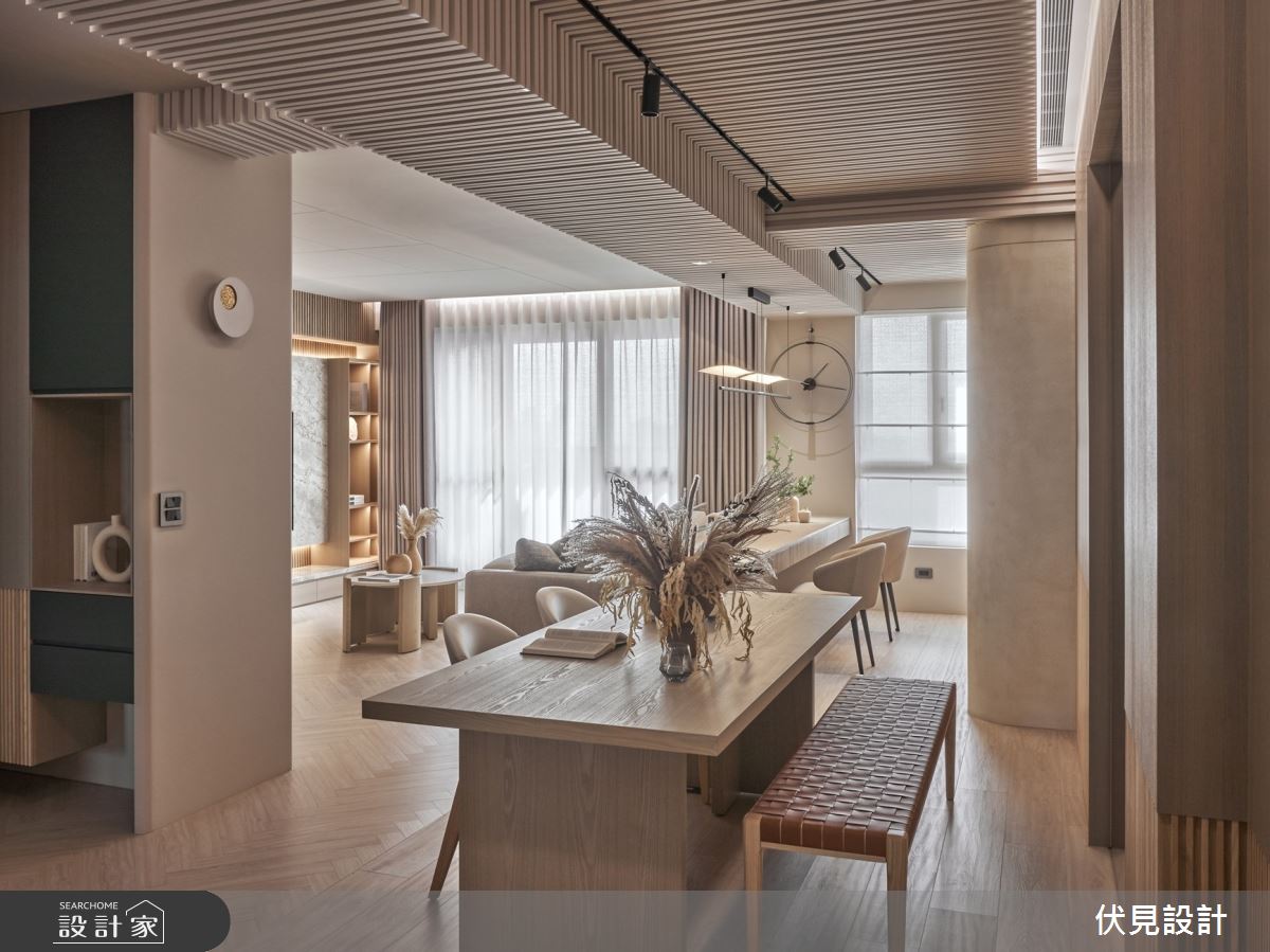 41坪中古屋(5~15年)＿現代人文風玄關客廳餐廳書房案例圖片＿伏見設計事業有限公司＿伏見_白朗峰之2