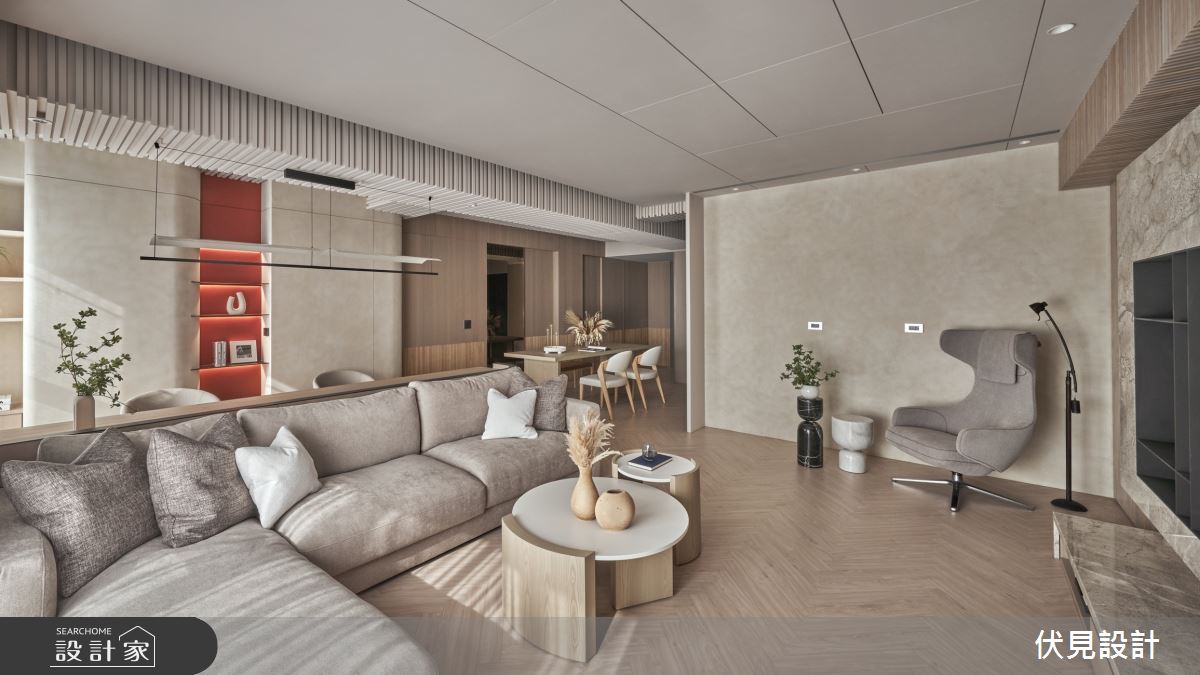 41坪中古屋(5~15年)＿現代人文風客廳餐廳書房工作區案例圖片＿伏見設計事業有限公司＿伏見_白朗峰之9