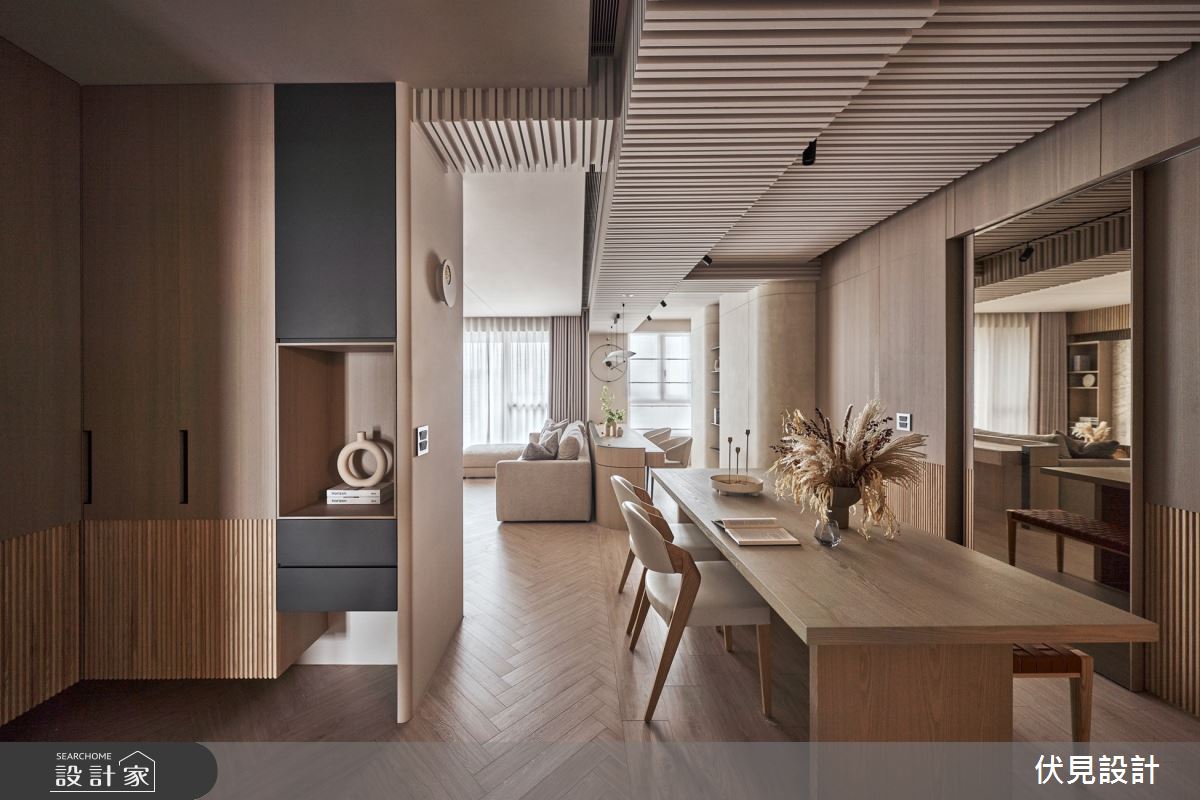 41坪中古屋(5~15年)＿現代人文風玄關客廳餐廳書房工作區案例圖片＿伏見設計事業有限公司＿伏見_白朗峰之1