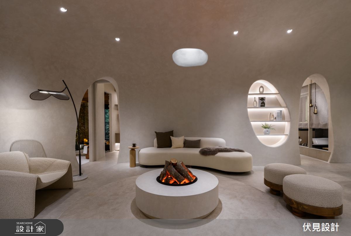 56坪預售屋＿侘寂度假風客廳案例圖片＿伏見設計事業有限公司＿伏見_石門湯旅_3之18