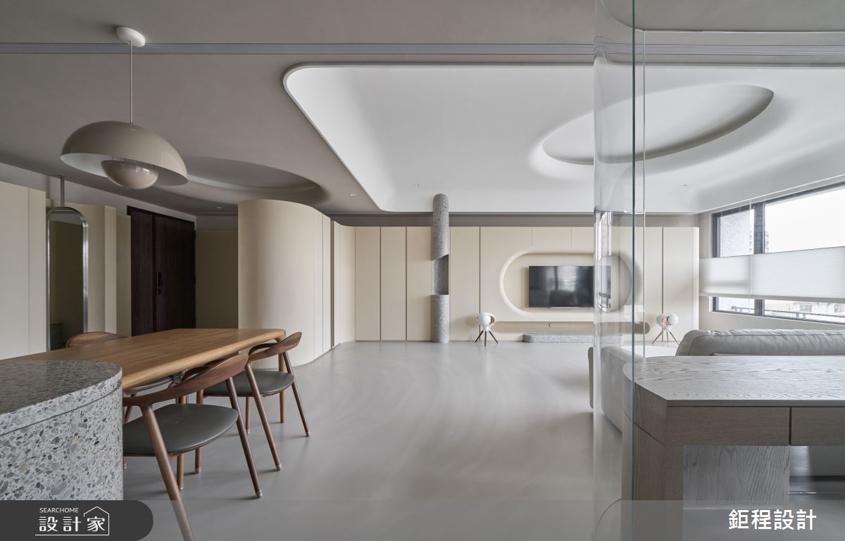 50坪新成屋(5年以下)＿現代風客廳餐廳書房中島案例圖片＿鉅程設計＿鉅程_NO.19 Taipei City-T宅之15