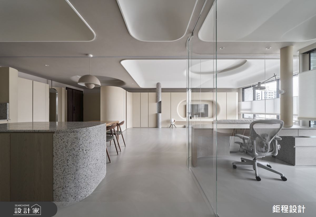 50坪新成屋(5年以下)＿現代風客廳餐廳書房中島案例圖片＿鉅程設計＿鉅程_NO.19 Taipei City-T宅之27