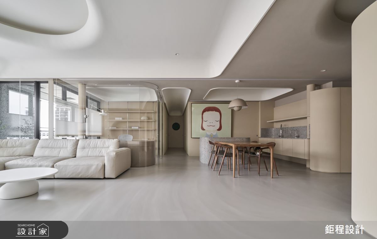 50坪新成屋(5年以下)＿現代風客廳餐廳書房中島案例圖片＿鉅程設計＿鉅程_NO.19 Taipei City-T宅之23