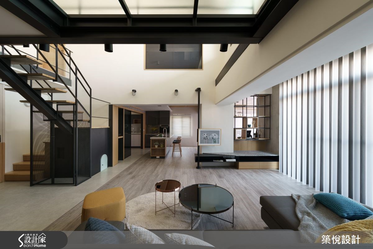 50坪老屋(16~30年)＿工業風客廳樓梯案例圖片＿築悅空間設計＿築悅_06之6