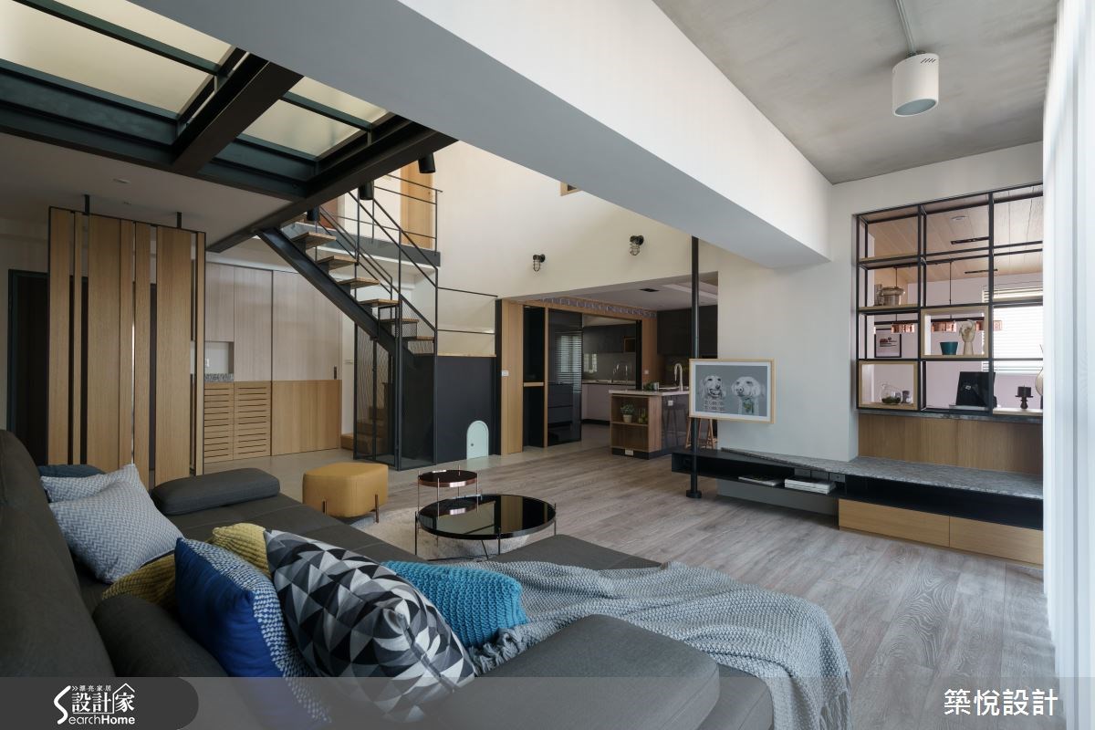 50坪老屋(16~30年)＿工業風客廳樓梯案例圖片＿築悅空間設計＿築悅_06之7