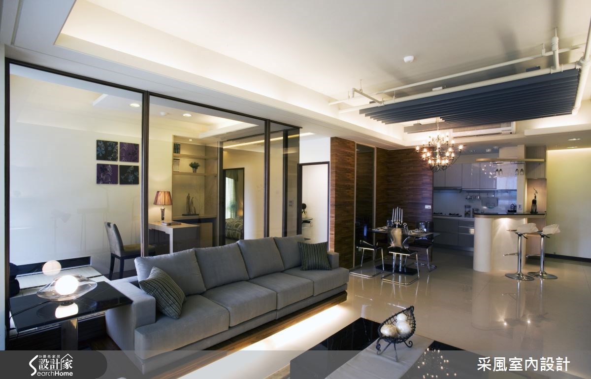 30坪新成屋(5年以下)＿現代風客廳餐廳廚房吧檯書房案例圖片＿采風室內設計＿采風_01之11