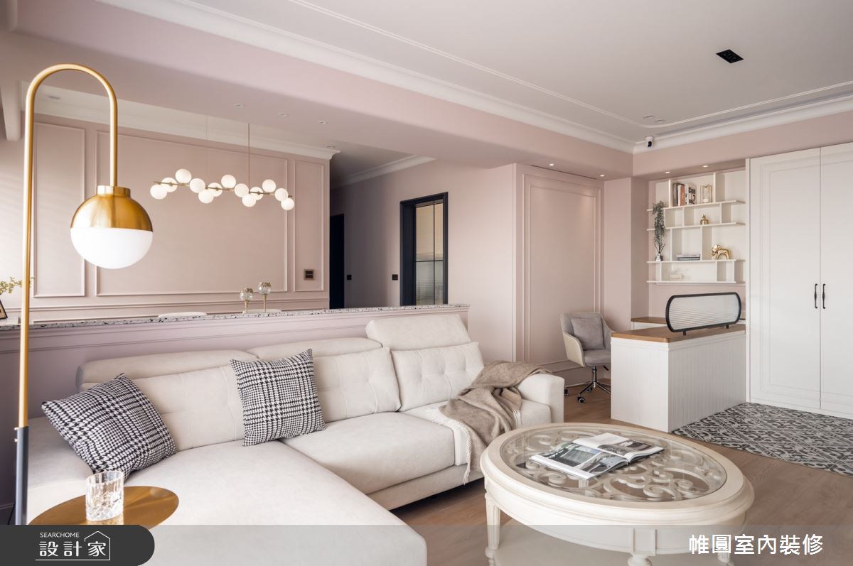 42坪新成屋(5年以下)＿美式風客廳案例圖片＿帷圓‧定制 circle＿帷圓_迷上優雅•牡丹之2