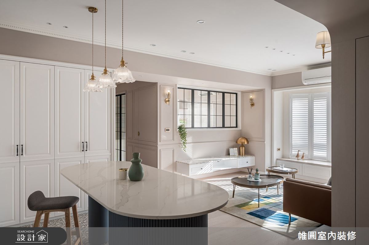35坪老屋(16~30年)＿美式風客廳餐廳中島案例圖片＿帷圓‧定制 circle＿帷圓_日光•清晞巧寓之13