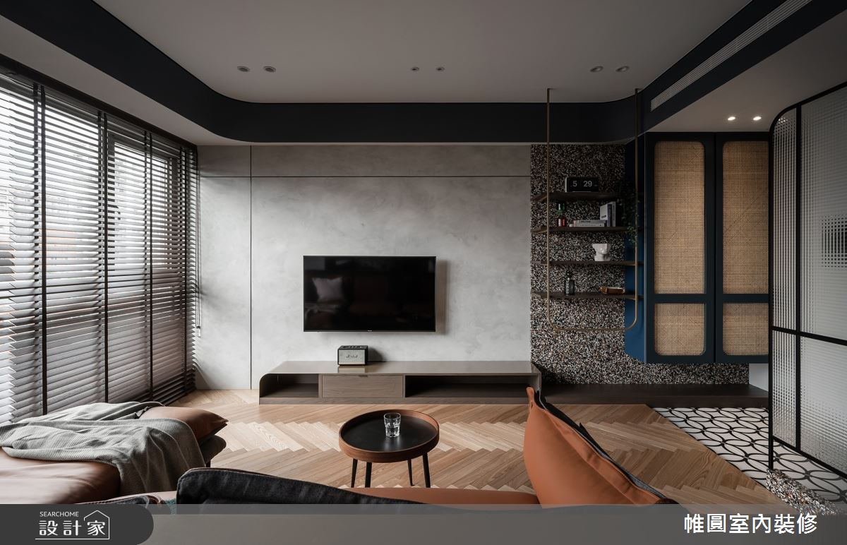 30坪中古屋(5~15年)＿美式風客廳案例圖片＿帷圓‧定制 circle＿帷圓_協奏•普魯士藍之5