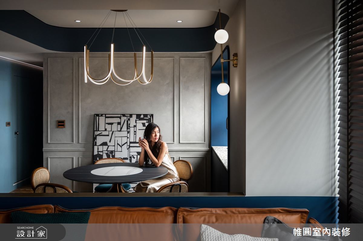 30坪中古屋(5~15年)＿美式風餐廳案例圖片＿帷圓‧定制 circle＿帷圓_協奏•普魯士藍之2
