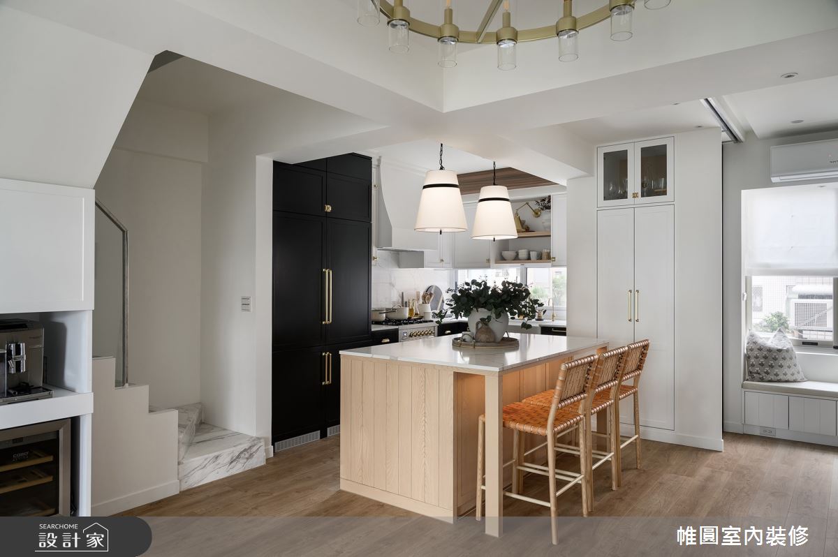 33坪老屋(16~30年)＿美式風餐廳廚房吧檯樓梯臥榻中島案例圖片＿帷圓‧定制 circle＿帷圓_C'est la vie·實現生活之4