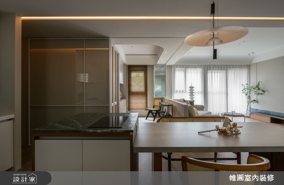 35坪新成屋(5年以下)＿混搭風客廳餐廳多功能室中島案例圖片＿帷圓‧定制 circle＿帷圓_點悅·生活之4