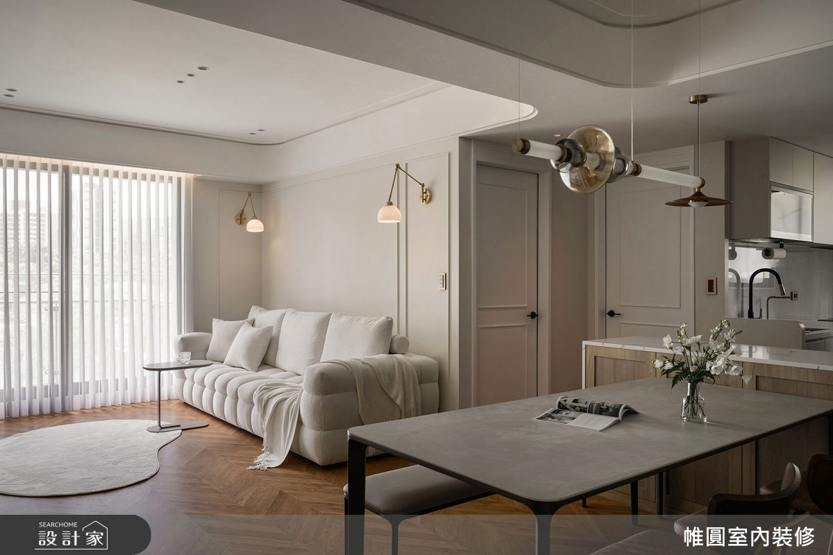 32坪新成屋(5年以下)＿混搭風客廳餐廳中島案例圖片＿帷圓‧定制 circle＿帷圓_序光 • 琉境之4