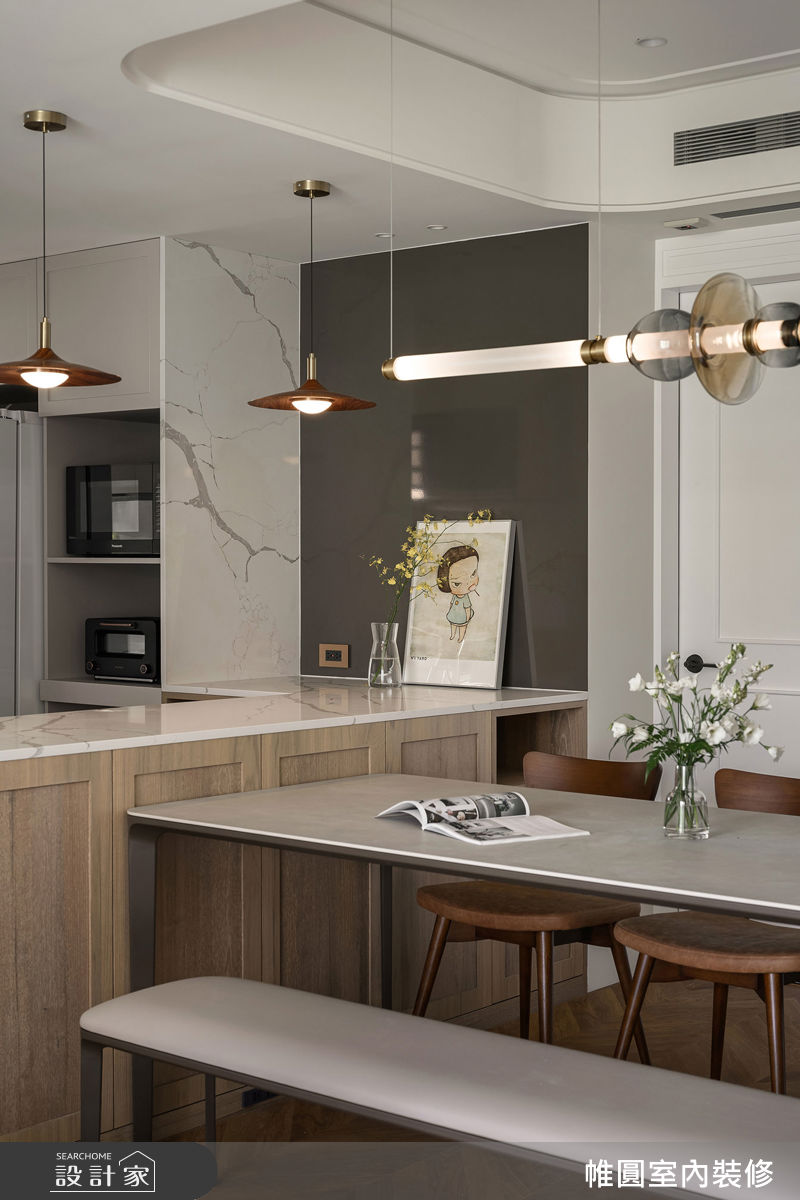 32坪新成屋(5年以下)＿混搭風餐廳中島案例圖片＿帷圓‧定制 circle＿帷圓_序光 • 琉境之21