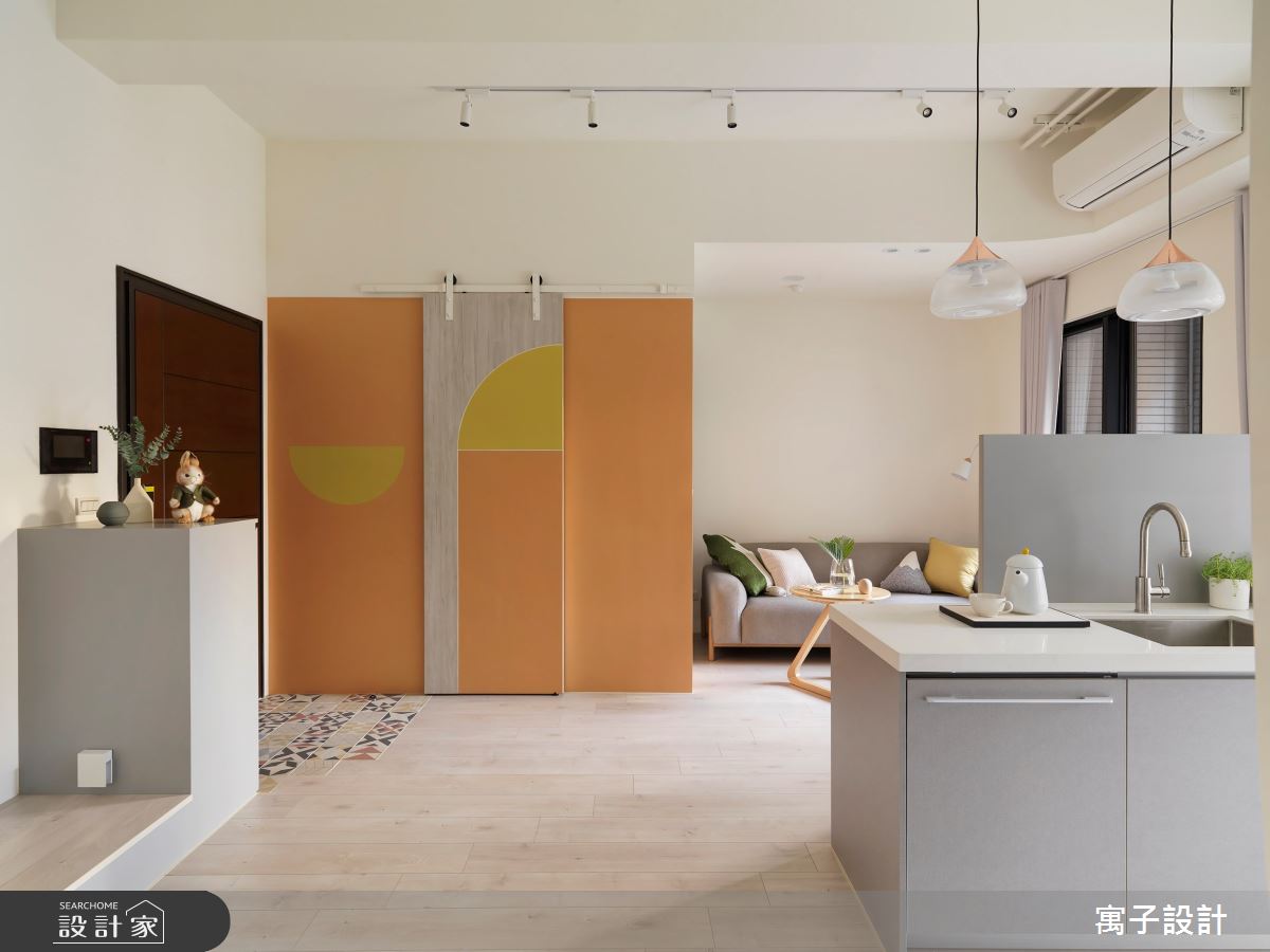 16坪新成屋(5年以下)＿北歐風玄關吧檯案例圖片＿寓子設計＿寓子_花圈圈之2