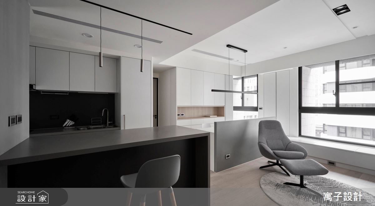 25坪新成屋(5年以下)＿北歐風客廳吧檯工作區案例圖片＿寓子設計＿寓子_C大調之5