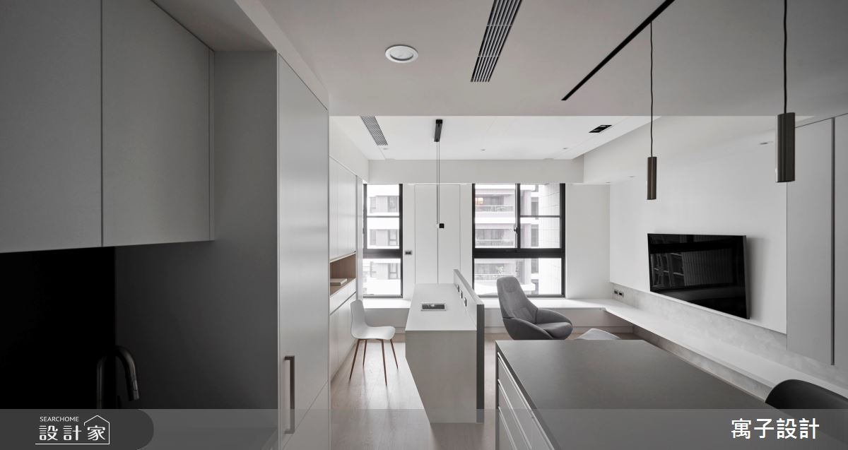 25坪新成屋(5年以下)＿北歐風客廳吧檯工作區中島案例圖片＿寓子設計＿寓子_C大調之13