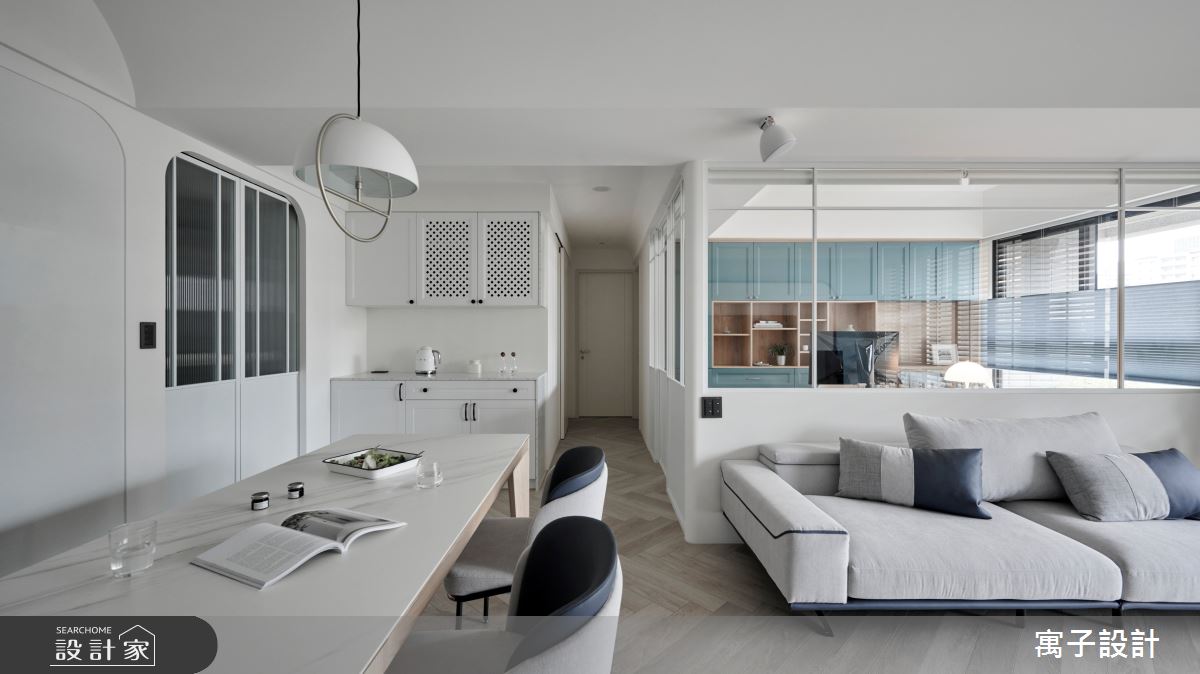 35坪新成屋(5年以下)＿北歐風客廳餐廳廚房書房工作區案例圖片＿寓子設計＿寓子_初見之1