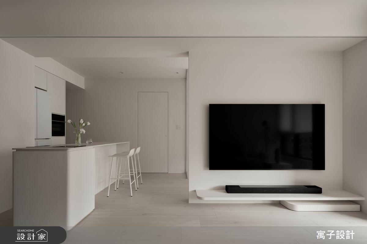 25坪新成屋(5年以下)＿北歐風客廳吧檯中島案例圖片＿寓子設計＿寓子_粹白之1