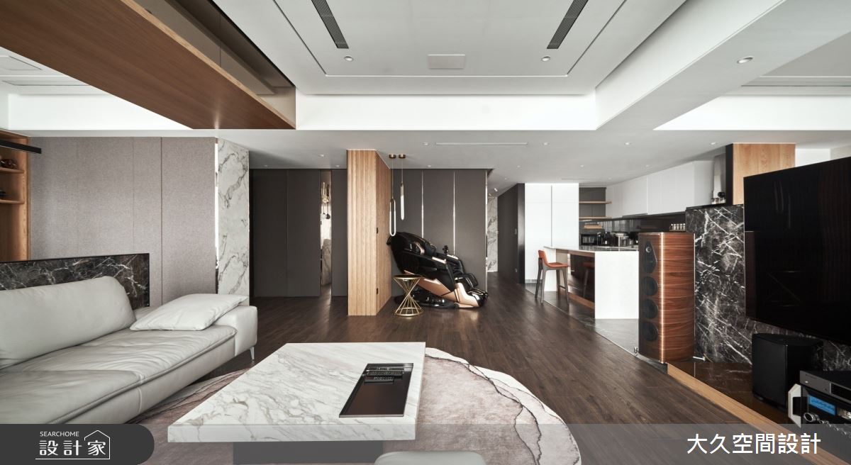 45坪新成屋(5年以下)＿飯店風客廳廚房吧檯中島案例圖片＿大久空間設計有限公司＿大久_31之5