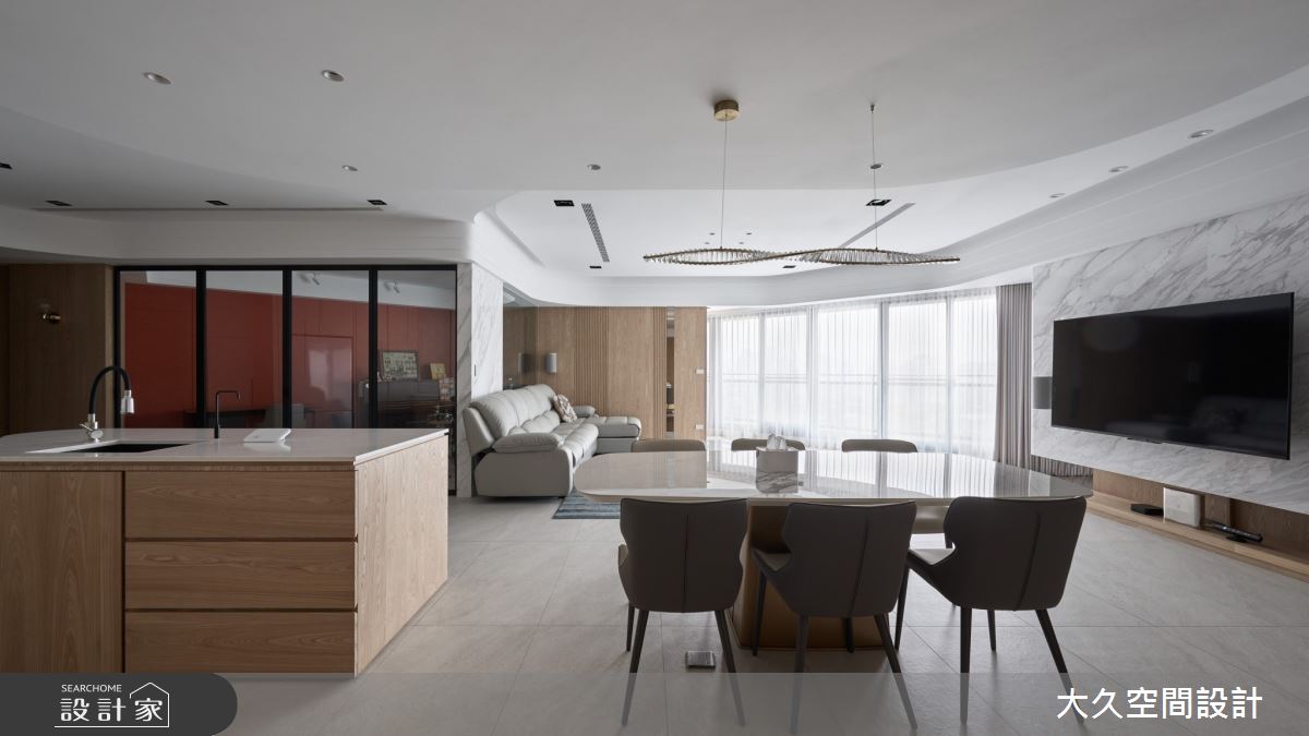 69坪新成屋(5年以下)＿飯店風客廳餐廳中島案例圖片＿大久空間設計有限公司＿大久_35之2