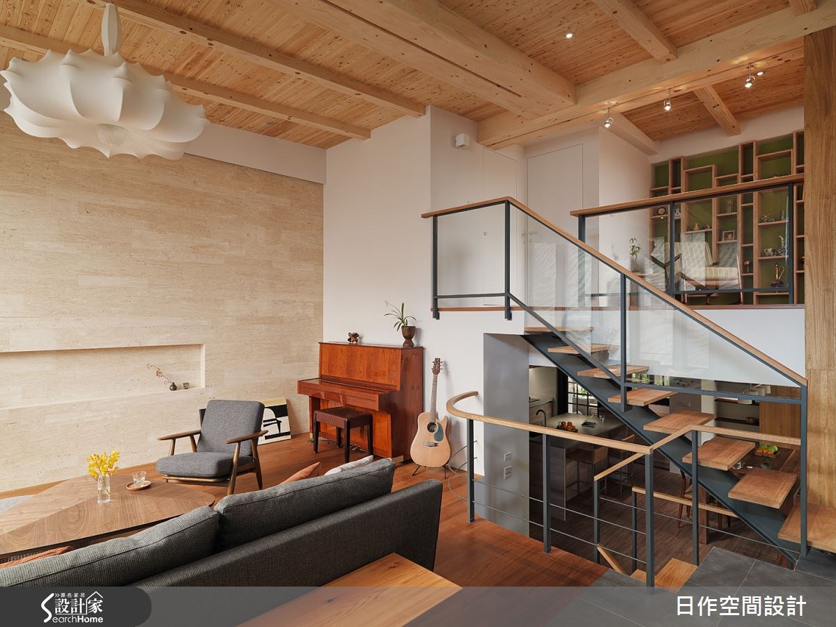 80坪老屋(16~30年)＿混搭風客廳樓梯案例圖片＿日作空間設計有限公司＿日作_04之2