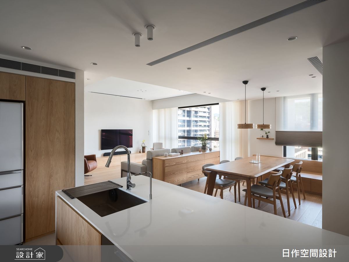48坪中古屋(5~15年)＿日式無印風客廳餐廳廚房中島案例圖片＿日作空間設計有限公司＿日作_49之17