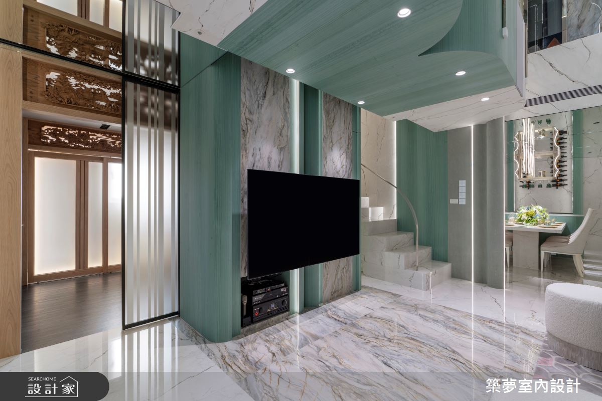 80坪老屋(16~30年)＿奢華風客廳餐廳樓梯案例圖片＿築夢室內設計＿築夢_28之5
