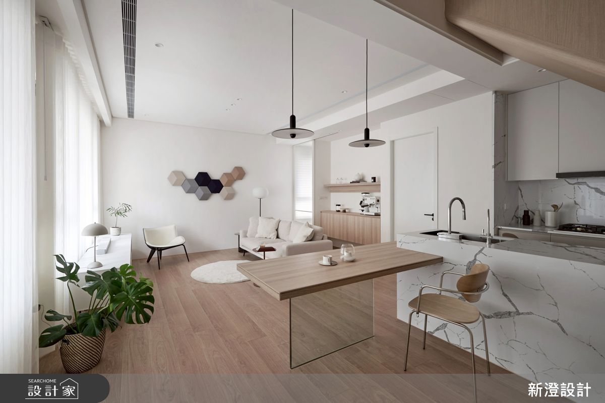 28坪新成屋(5年以下)＿北歐簡約風客廳餐廳廚房中島案例圖片＿新澄設計＿新澄_81之4